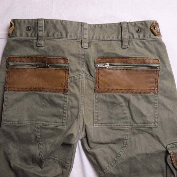 Ralph Lauren Women's Olive Green Cargo Pants Leather Trim Zipper Pockets Size 2 - Picture 11 of 14